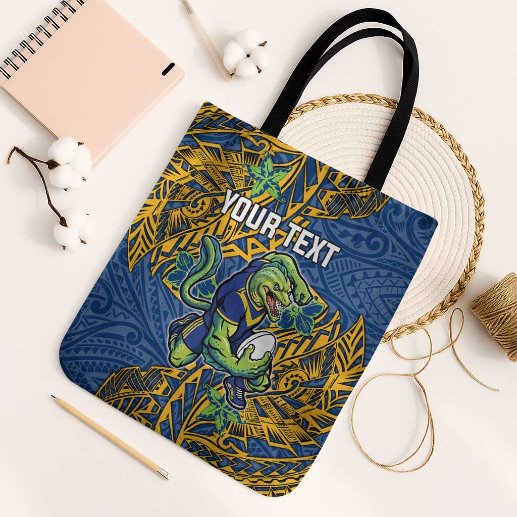 Personalised Parramatta Eels Tote Bag Polynesian Tribal Pattern With Rugby Eel Mascot Art