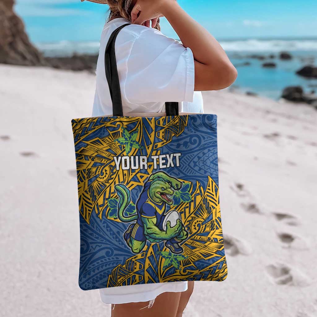 Personalised Parramatta Eels Tote Bag Polynesian Tribal Pattern With Rugby Eel Mascot Art