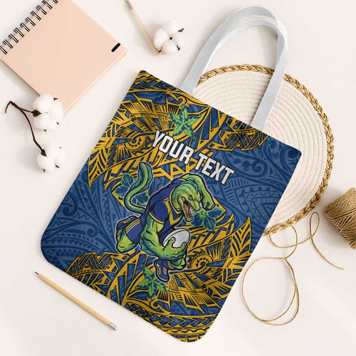 Personalised Parramatta Eels Tote Bag Polynesian Tribal Pattern With Rugby Eel Mascot Art
