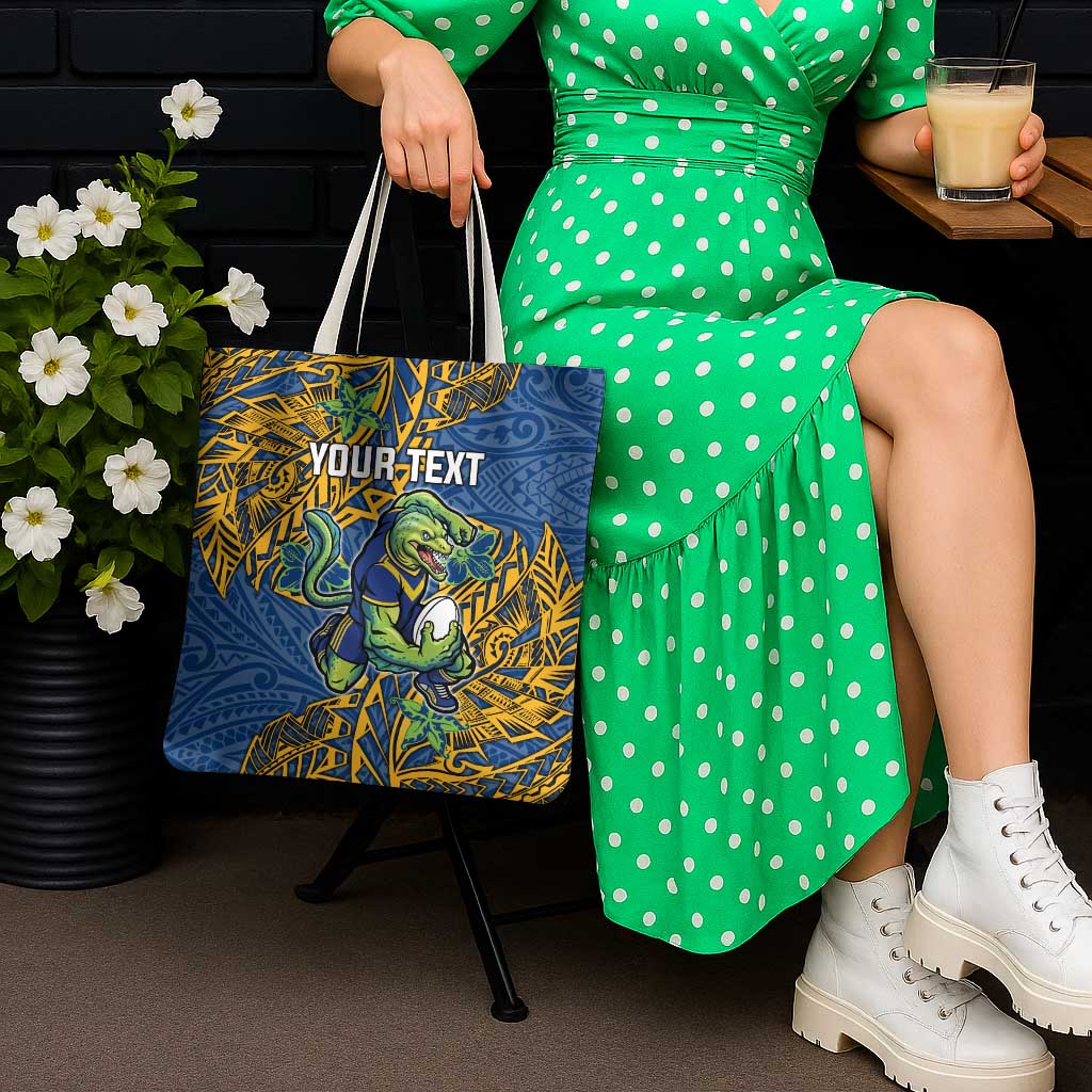 Personalised Parramatta Eels Tote Bag Polynesian Tribal Pattern With Rugby Eel Mascot Art