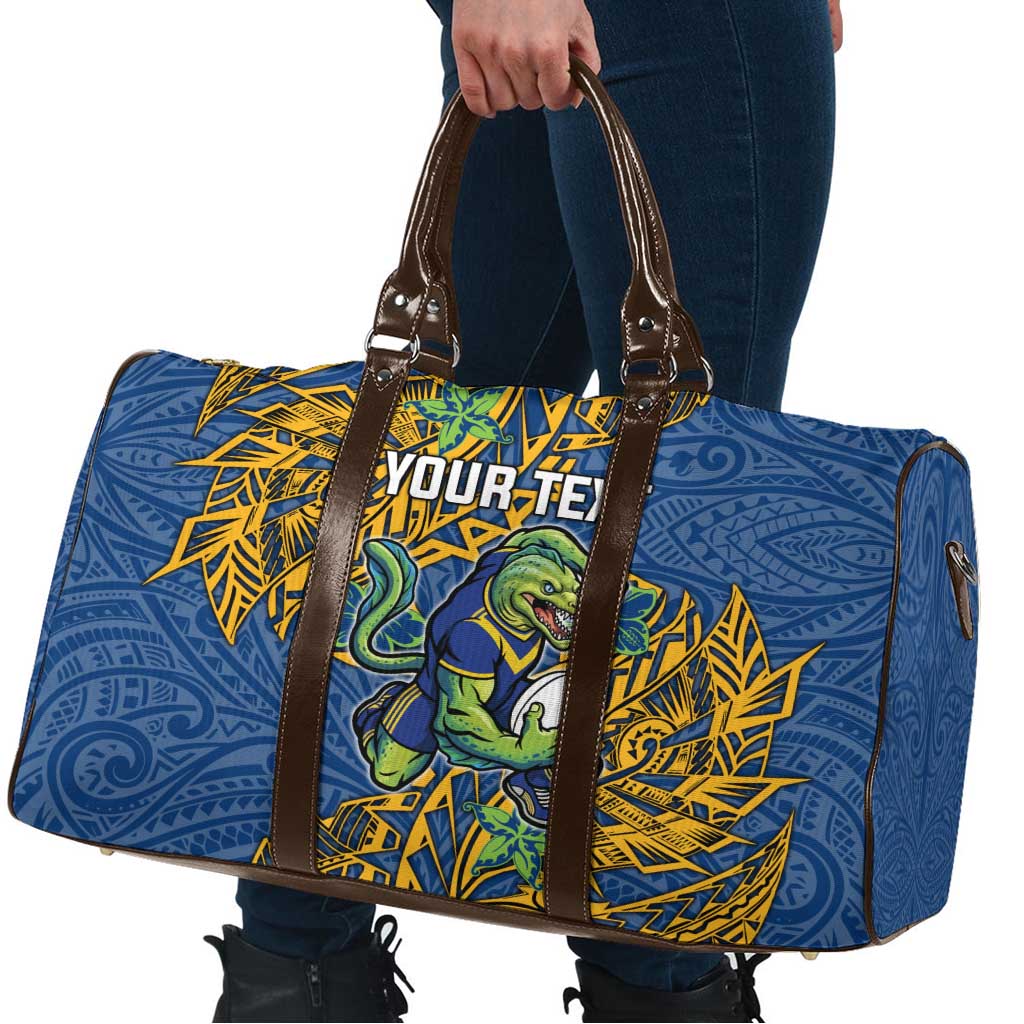 Personalised Parramatta Eels Travel Bag Polynesian Tribal Pattern With Rugby Eel Mascot Art