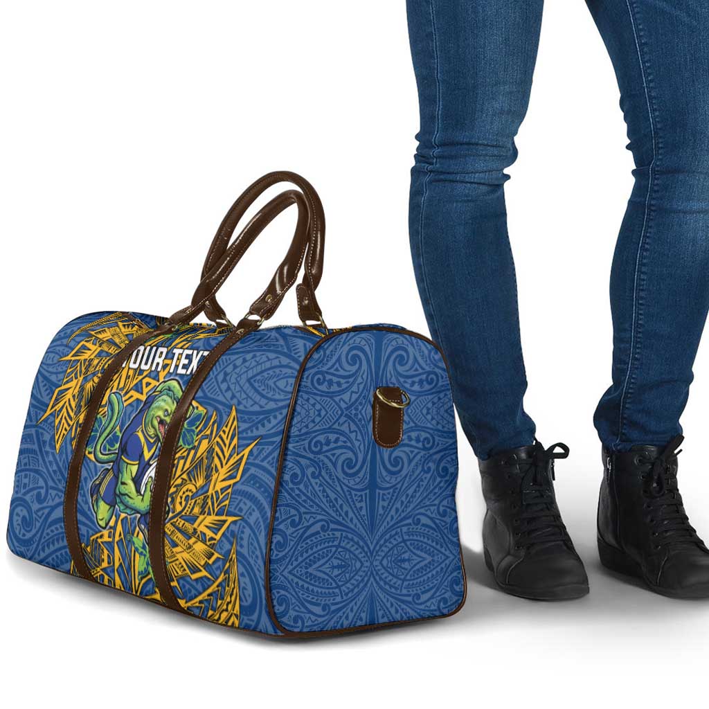 Personalised Parramatta Eels Travel Bag Polynesian Tribal Pattern With Rugby Eel Mascot Art