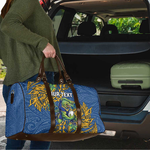 Personalised Parramatta Eels Travel Bag Polynesian Tribal Pattern With Rugby Eel Mascot Art