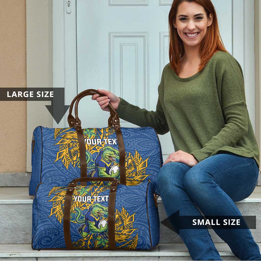 Personalised Parramatta Eels Travel Bag Polynesian Tribal Pattern With Rugby Eel Mascot Art