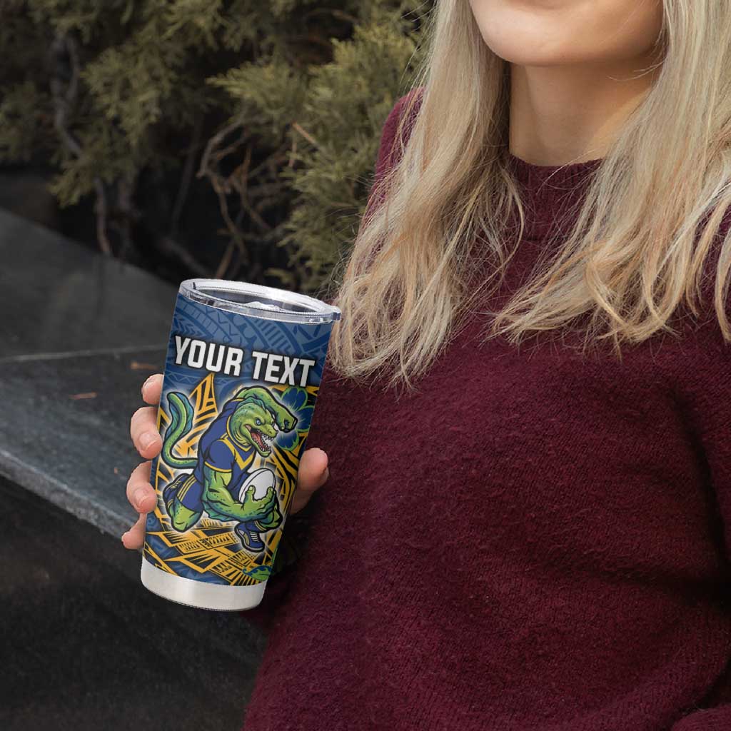 Personalised Parramatta Eels Tumbler Cup Polynesian Tribal Pattern With Rugby Eel Mascot Art