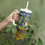Personalised Parramatta Eels Tumbler With Handle Polynesian Tribal Pattern With Rugby Eel Mascot Art