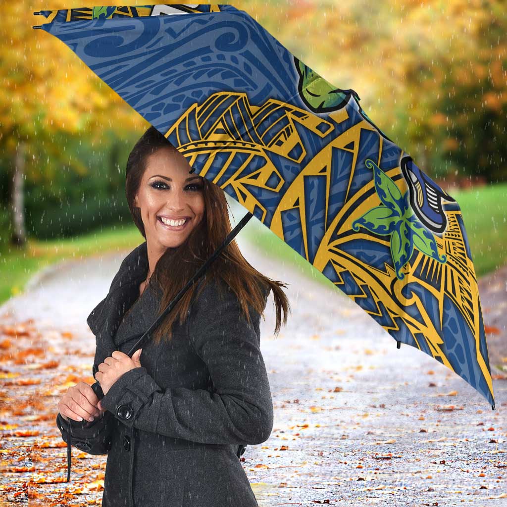 Personalised Parramatta Eels Umbrella Polynesian Tribal Pattern With Rugby Eel Mascot Art