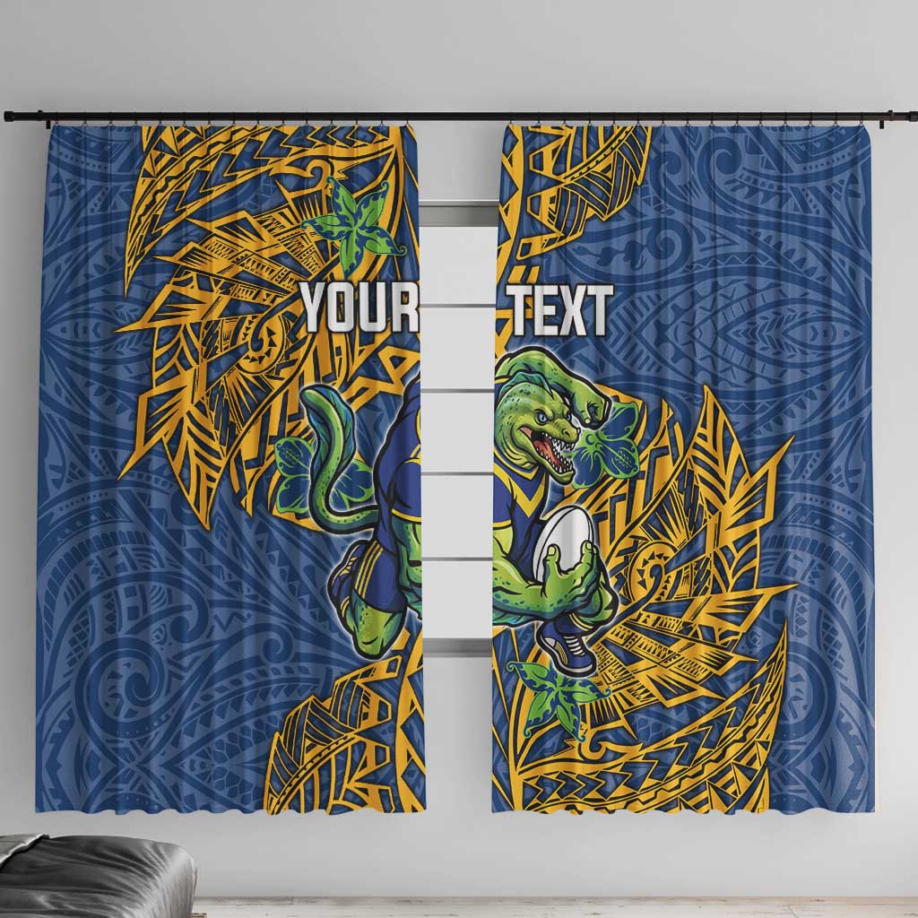 Personalised Parramatta Eels Window Curtain Polynesian Tribal Pattern With Rugby Eel Mascot Art