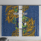 Personalised Parramatta Eels Window Curtain Polynesian Tribal Pattern With Rugby Eel Mascot Art