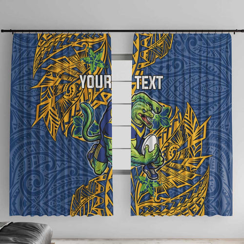 Personalised Parramatta Eels Window Curtain Polynesian Tribal Pattern With Rugby Eel Mascot Art
