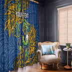 Personalised Parramatta Eels Window Curtain Polynesian Tribal Pattern With Rugby Eel Mascot Art
