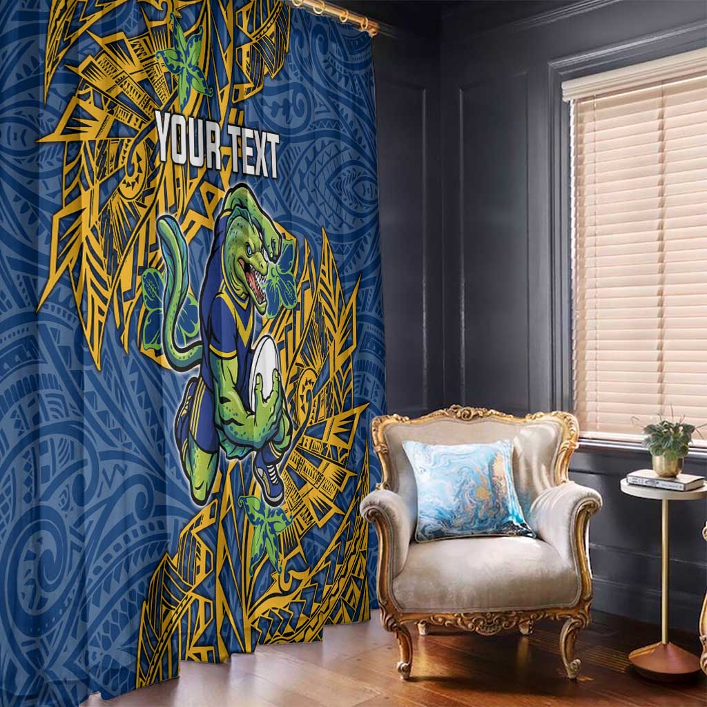 Personalised Parramatta Eels Window Curtain Polynesian Tribal Pattern With Rugby Eel Mascot Art