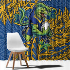 Personalised Parramatta Eels Window Curtain Polynesian Tribal Pattern With Rugby Eel Mascot Art