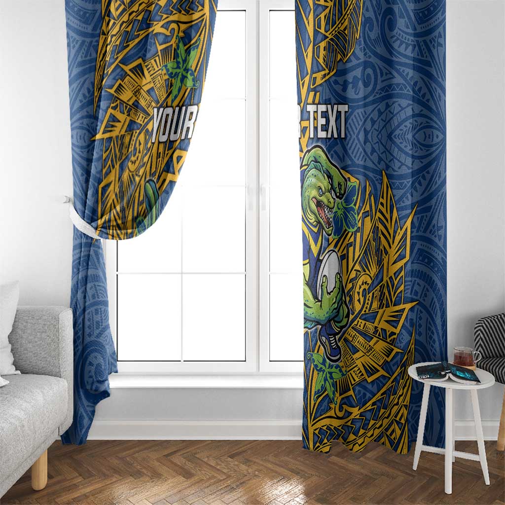 Personalised Parramatta Eels Window Curtain Polynesian Tribal Pattern With Rugby Eel Mascot Art