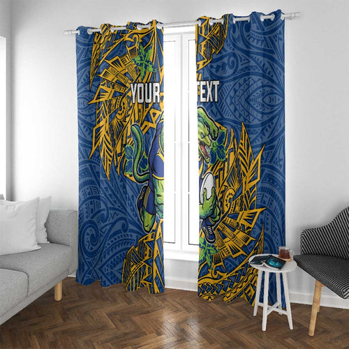 Personalised Parramatta Eels Window Curtain Polynesian Tribal Pattern With Rugby Eel Mascot Art