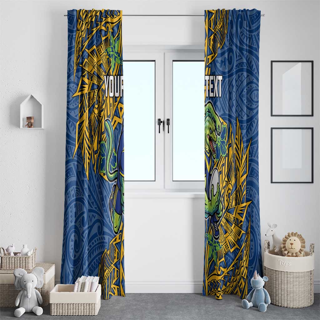 Personalised Parramatta Eels Window Curtain Polynesian Tribal Pattern With Rugby Eel Mascot Art