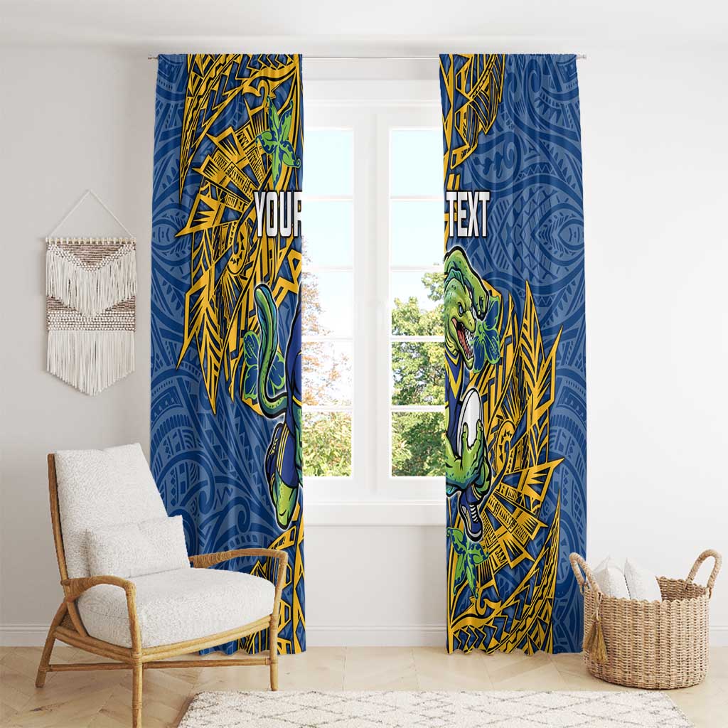 Personalised Parramatta Eels Window Curtain Polynesian Tribal Pattern With Rugby Eel Mascot Art
