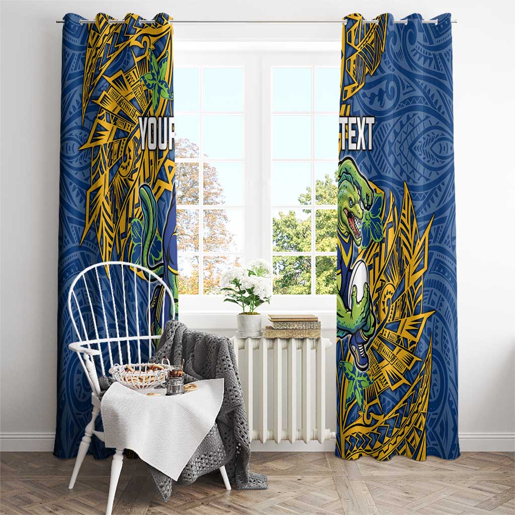 Personalised Parramatta Eels Window Curtain Polynesian Tribal Pattern With Rugby Eel Mascot Art