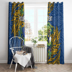 Personalised Parramatta Eels Window Curtain Polynesian Tribal Pattern With Rugby Eel Mascot Art