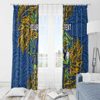 Personalised Parramatta Eels Window Curtain Polynesian Tribal Pattern With Rugby Eel Mascot Art