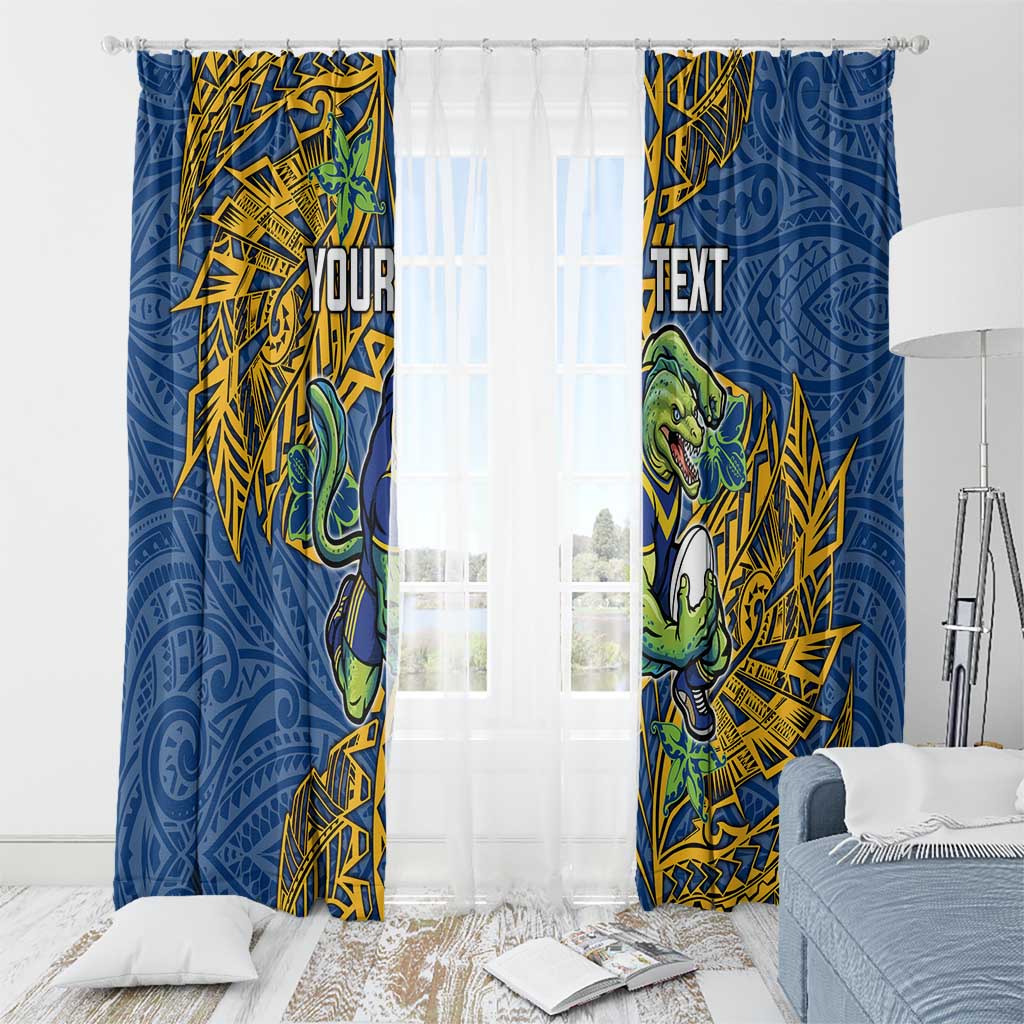 Personalised Parramatta Eels Window Curtain Polynesian Tribal Pattern With Rugby Eel Mascot Art