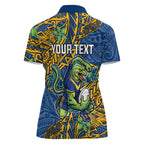 Personalised Parramatta Eels Women Polo Shirt Polynesian Tribal Pattern With Rugby Eel Mascot Art