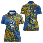 Personalised Parramatta Eels Women Polo Shirt Polynesian Tribal Pattern With Rugby Eel Mascot Art