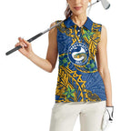 Personalised Parramatta Eels Women Sleeveless Polo Shirt Polynesian Tribal Pattern With Rugby Eel Mascot Art