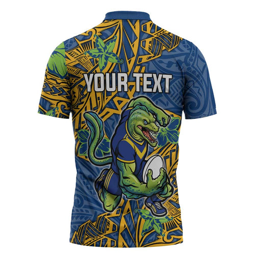 Personalised Parramatta Eels Zipper Polo Shirt Polynesian Tribal Pattern With Rugby Eel Mascot Art