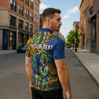 Personalised Parramatta Eels Zipper Polo Shirt Polynesian Tribal Pattern With Rugby Eel Mascot Art