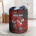 Personalised St. George Illawarra Dragons Laundry Basket Polynesian Tribal Pattern With Rugby Dragon Mascot Art