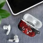 Personalised St. George Illawarra Dragons AirPods Case Polynesian Tribal Pattern With Rugby Dragon Mascot Art