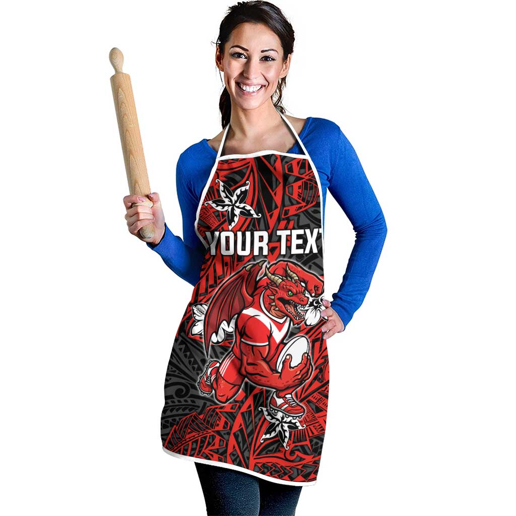 Personalised St. George Illawarra Dragons Apron Polynesian Tribal Pattern With Rugby Dragon Mascot Art