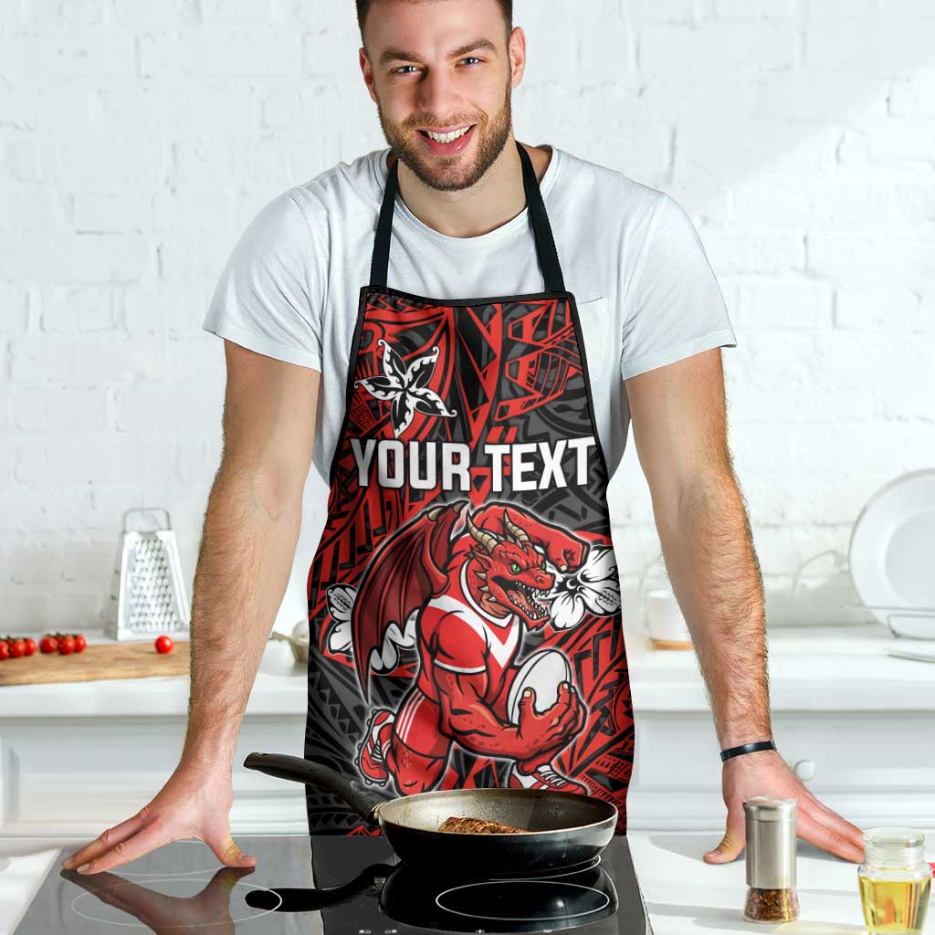 Personalised St. George Illawarra Dragons Apron Polynesian Tribal Pattern With Rugby Dragon Mascot Art