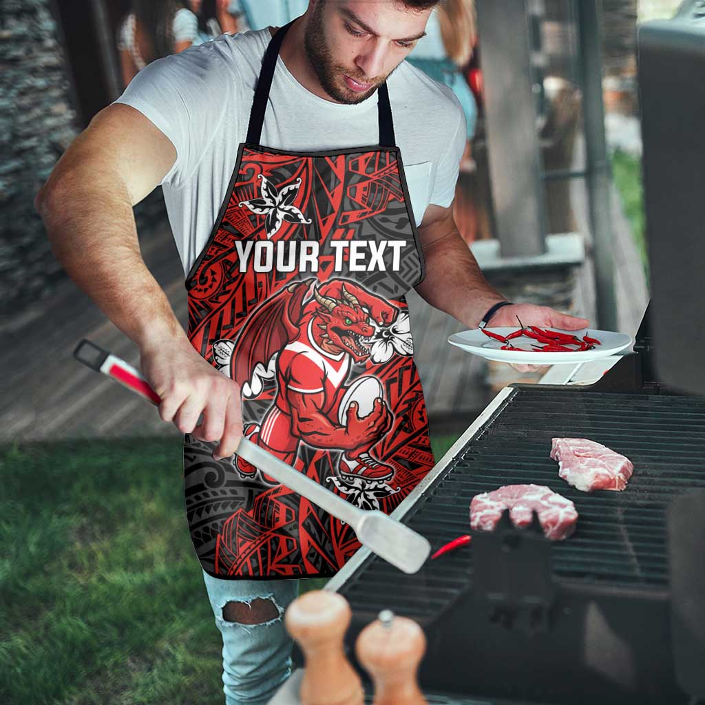 Personalised St. George Illawarra Dragons Apron Polynesian Tribal Pattern With Rugby Dragon Mascot Art