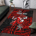 Personalised St. George Illawarra Dragons Area Rug Polynesian Tribal Pattern With Rugby Dragon Mascot Art