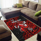 Personalised St. George Illawarra Dragons Area Rug Polynesian Tribal Pattern With Rugby Dragon Mascot Art