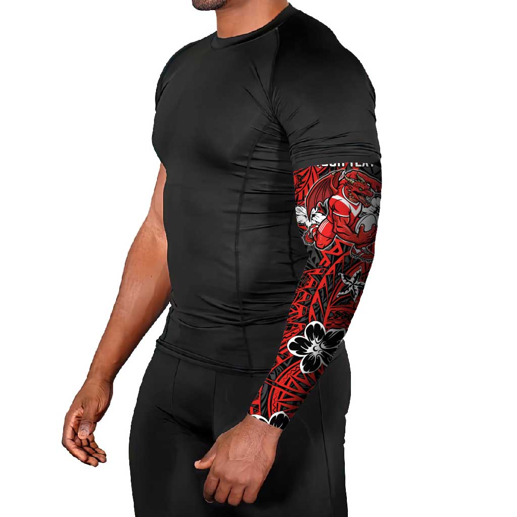Personalised St. George Illawarra Dragons Arm Sleeves Polynesian Tribal Pattern With Rugby Dragon Mascot Art