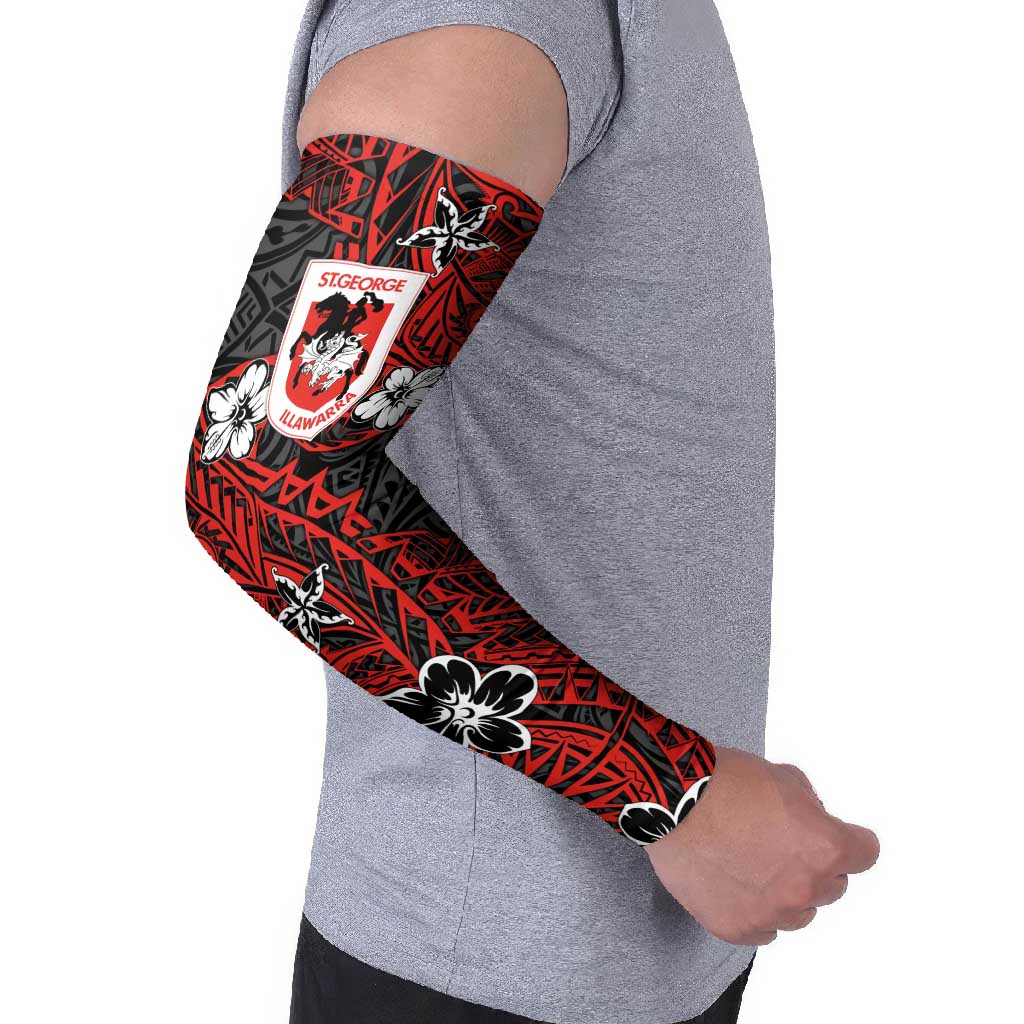 Personalised St. George Illawarra Dragons Arm Sleeves Polynesian Tribal Pattern With Rugby Dragon Mascot Art