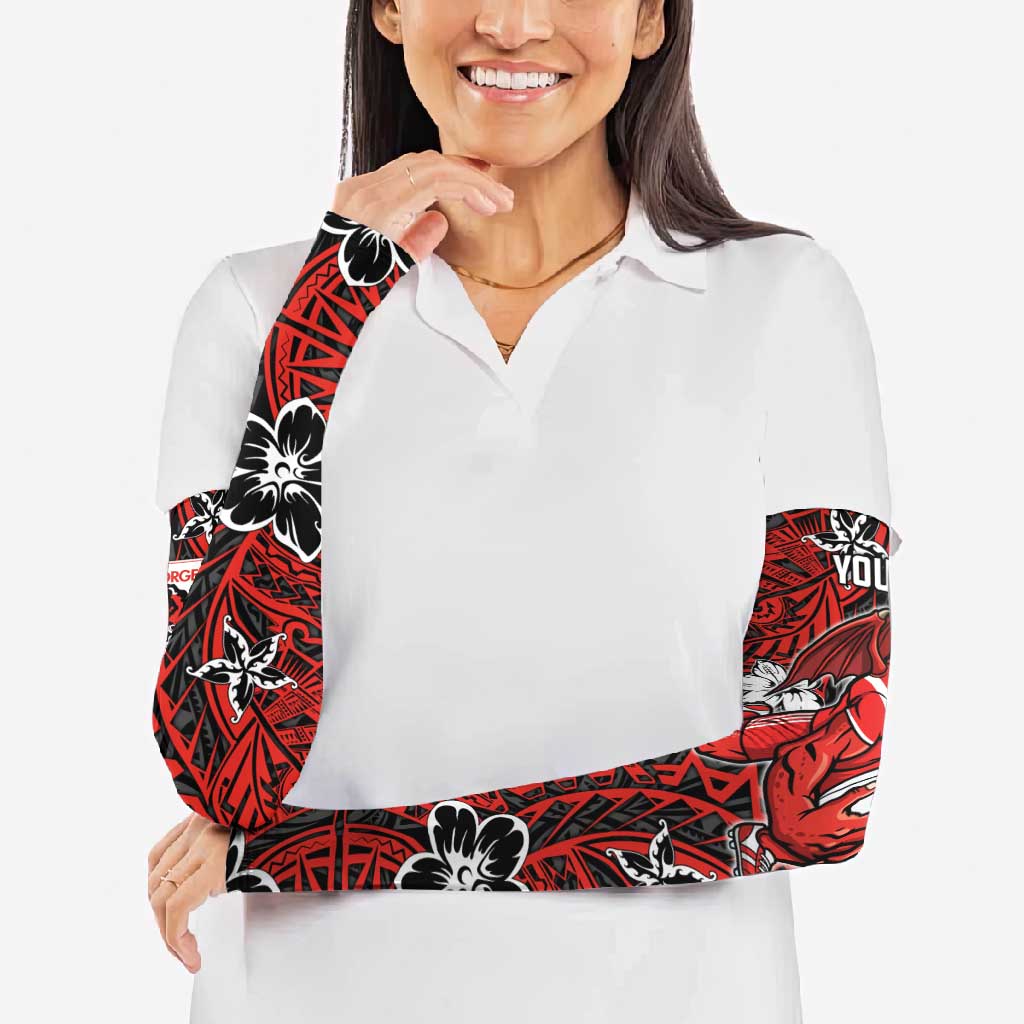 Personalised St. George Illawarra Dragons Arm Sleeves Polynesian Tribal Pattern With Rugby Dragon Mascot Art