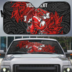 Personalised St. George Illawarra Dragons Auto Sun Shade Polynesian Tribal Pattern With Rugby Dragon Mascot Art
