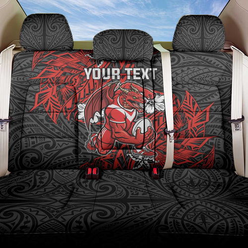 Personalised St. George Illawarra Dragons Back Car Seat Cover Polynesian Tribal Pattern With Rugby Dragon Mascot Art