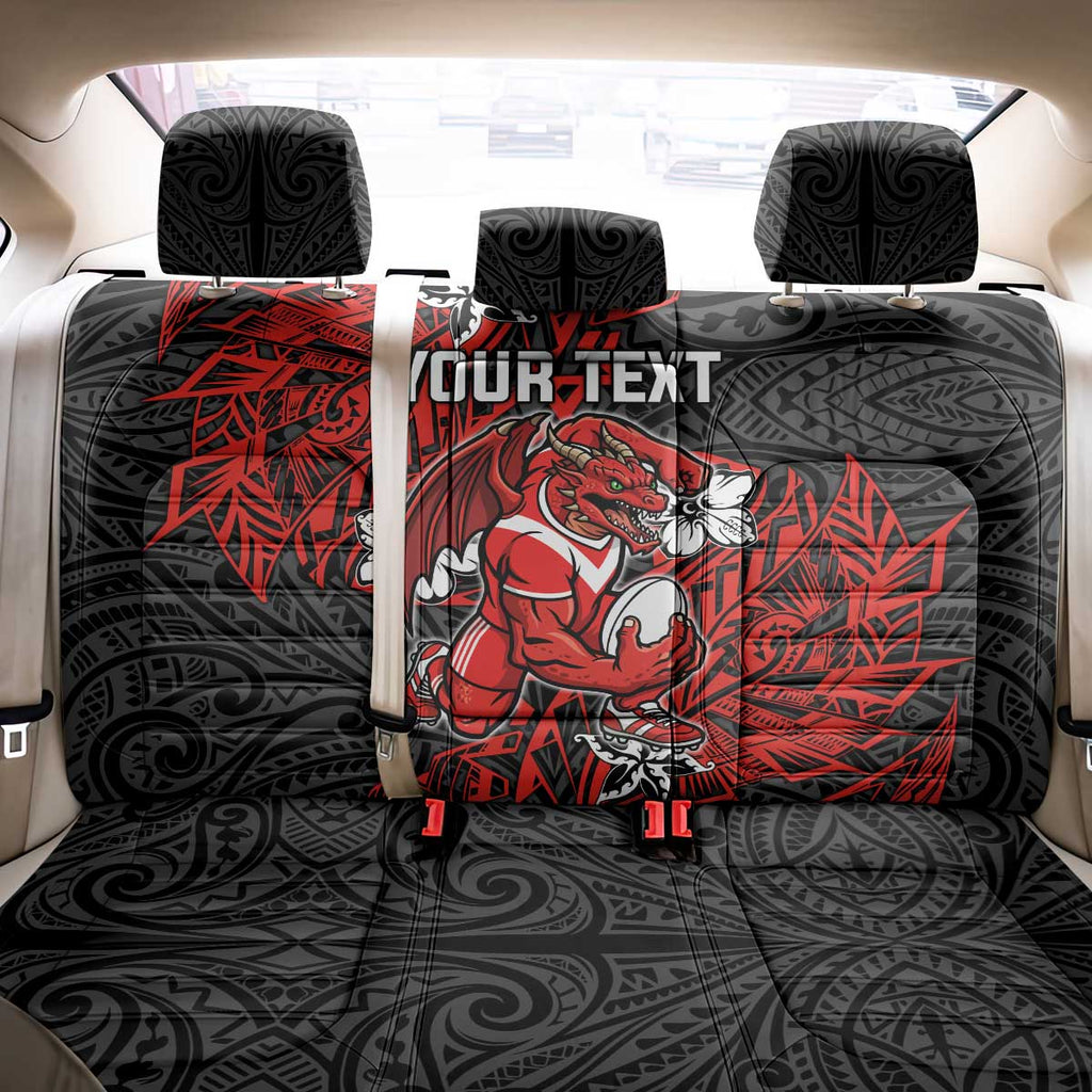 Personalised St. George Illawarra Dragons Back Car Seat Cover Polynesian Tribal Pattern With Rugby Dragon Mascot Art