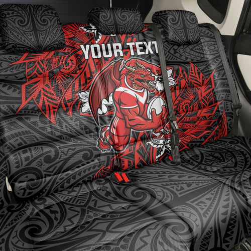 Personalised St. George Illawarra Dragons Back Car Seat Cover Polynesian Tribal Pattern With Rugby Dragon Mascot Art