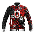 Personalised St. George Illawarra Dragons Baseball Jacket Polynesian Tribal Pattern With Rugby Dragon Mascot Art