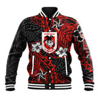 Personalised St. George Illawarra Dragons Baseball Jacket Polynesian Tribal Pattern With Rugby Dragon Mascot Art