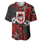 Personalised St. George Illawarra Dragons Baseball Jersey Polynesian Tribal Pattern With Rugby Dragon Mascot Art