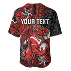 Personalised St. George Illawarra Dragons Baseball Jersey Polynesian Tribal Pattern With Rugby Dragon Mascot Art