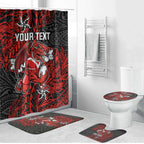 Personalised St. George Illawarra Dragons Bathroom Set Polynesian Tribal Pattern With Rugby Dragon Mascot Art