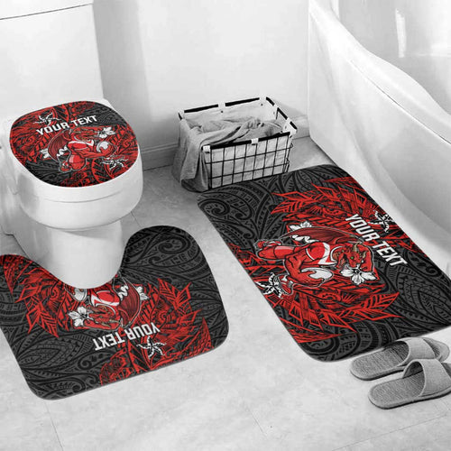 Personalised St. George Illawarra Dragons Bathroom Set Polynesian Tribal Pattern With Rugby Dragon Mascot Art